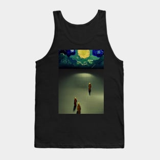 3 GHOSTLY MONKSWATCHING A FULL HALLOWEEN MOON Tank Top